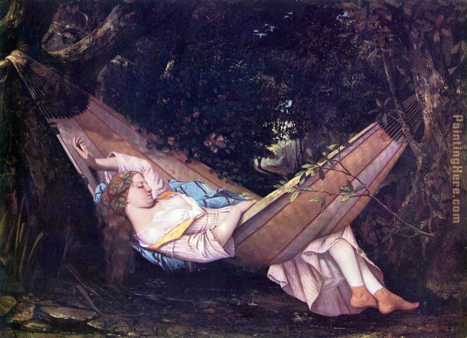 The Hammock painting - Gustave Courbet The Hammock art painting